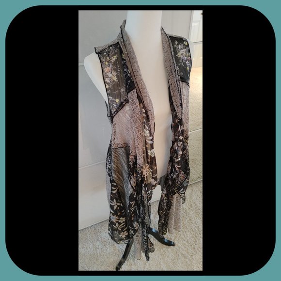 MINKAS || Long Flowy Boho Vest/Cardigan (SIZE S) - Picture 2 of 7